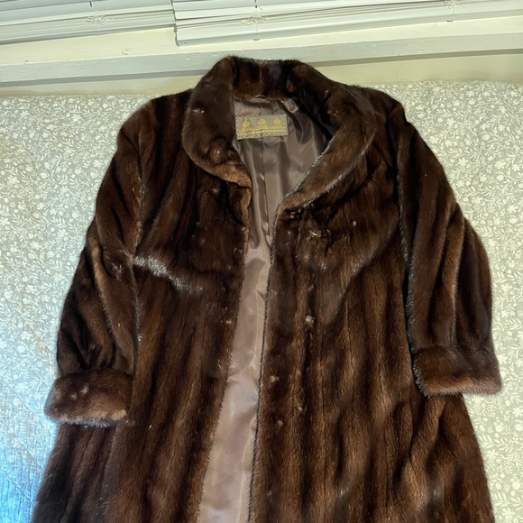 Women’s Birger Christensen Saks Fifth Ave Brown Mink Fur Coat- Size 16